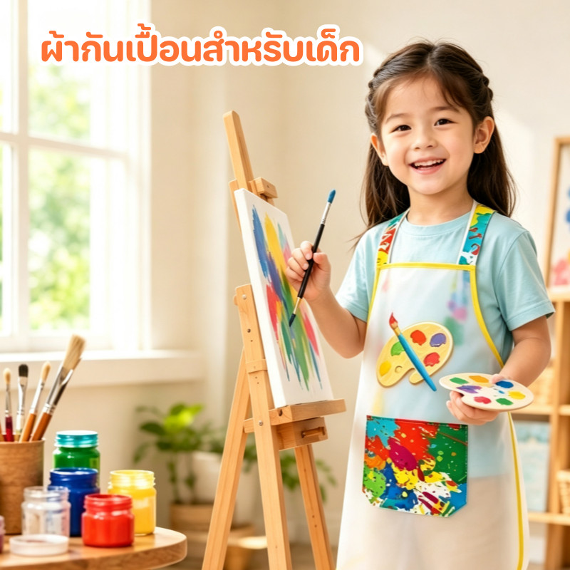 ผ้ากันเปื้อนสำหรับเด็ก เสื้อกันเปื้อนเด็กทำกิจกรรมศิลปะ ทำความสะอาดง่าย กันน้ํา ใช้สำหรับวาดรูป