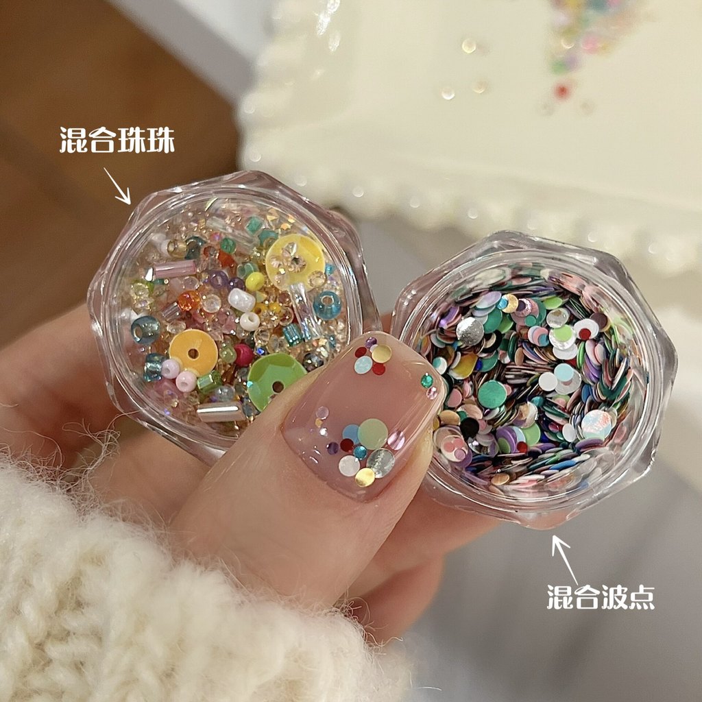 Ins สไตล์เล็บ Polka Dot Sequins สีสัน Parquetting รอบ Polka Dot Sequins เล็บ Influencer เครื่องประดับขนาดเล็กเล็บอุปกรณ์เสริม
