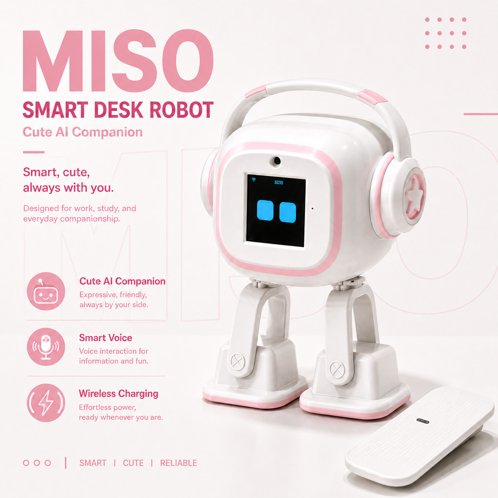 หุ่นยนต์อัจฉริยะ MISO EMO โต้ตอบแสดงอารมณ์ ร้องเพลงเต้นรำ มีใบหน้าหลายอารมณ์ พร้อมฐานชาร์จ ชาร์จ USB-C ของขวัญวันเกิดสำหรับเด็ก