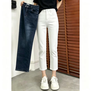 GHAOHES 👖กางเกงยีนส์ยืดหยุ่น ทรงเอวสูงกระชับหน้าท้อง ยืดได้ดี กางเกงรัดรูป ไซส์ใหญ่ #V13#6688-6689