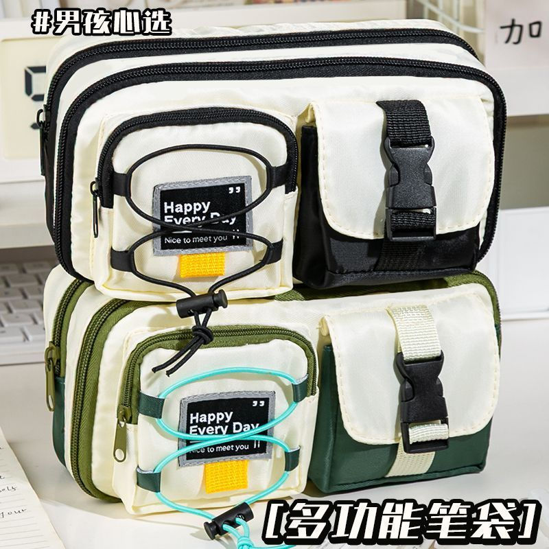 Large capacity pencil case for girls, stationery box, American style, new high-tech model12y New pro