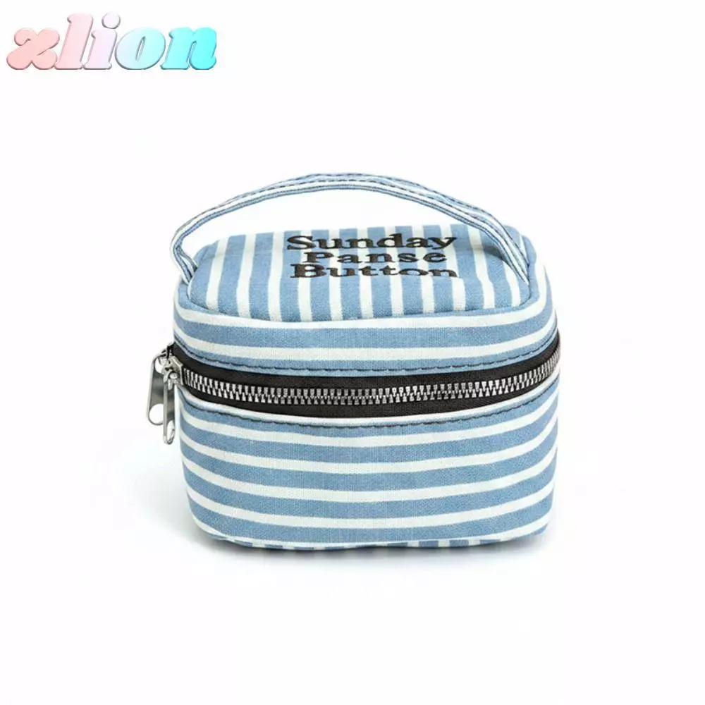 ZLION กระเป๋าแต่งหน้า, สีฟ้าสีขาวลายมือถือสแควร์กล่องเก็บ, ซิปกันน้ําออกแบบกระเป๋าเครื่องสําอางขนาดเล็ก Home Travel