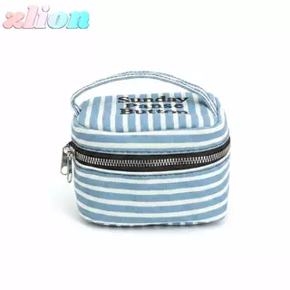 ZLION กระเป๋าแต่งหน้า, สีฟ้าสีขาวลายมือถือสแควร์กล่องเก็บ, ซิปกันน้ําออกแบบกระเป๋าเครื่องสําอางขนาดเล็ก Home Travel