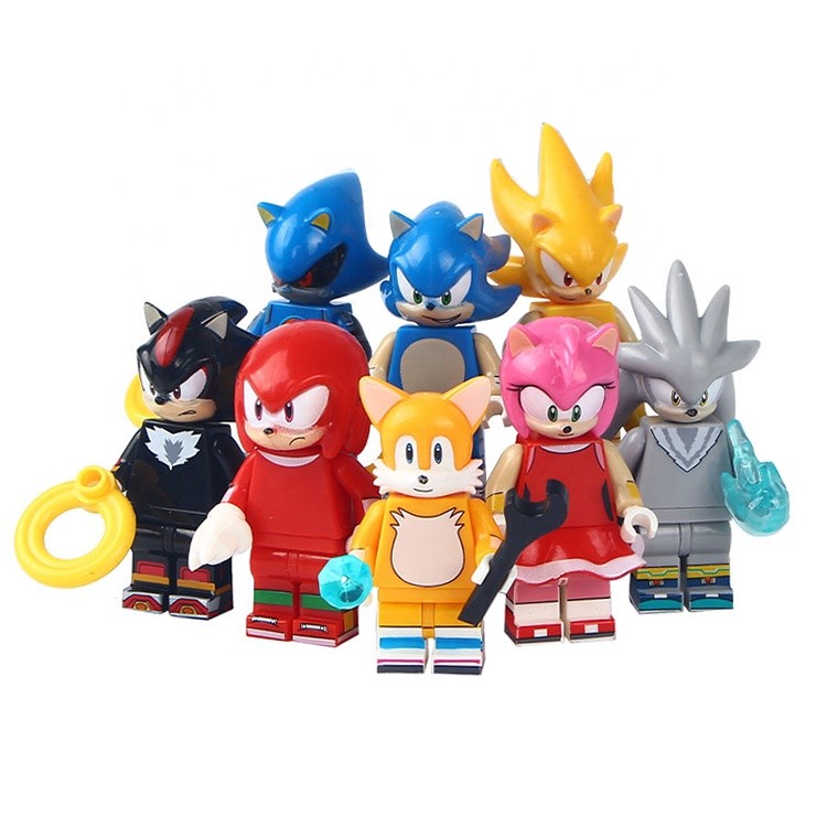 อะนิเมะการ์ตูน Super Amy Rose Shadow โลหะ Nakkurusu Teirusu Silver Action Figures Building Blocks ของเล่น