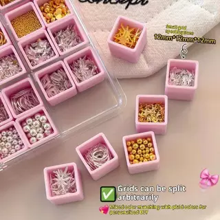 RENBG พลาสติกใสกล่องเก็บเครื่องสําอาง 48 ช่องพร้อมฝาปิดที่ถอดออกได้กริดสําหรับขนตาปลอม Glitter แต่งหน้าเครื่องมือ TH
