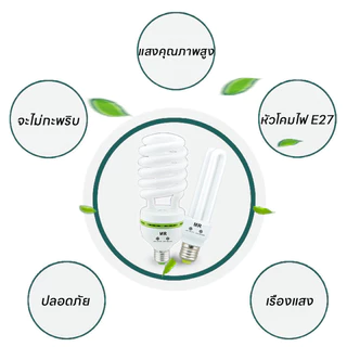 หลอดประหยัดไฟ รุ่นเฮอริเคน ขั้วเกลียว E27(85W 128W 40W) หลอดประหยัดไฟขั้วเกลียว E27 มาตรฐานไทย ติดโคมไฟทั่วไปได้ทันที