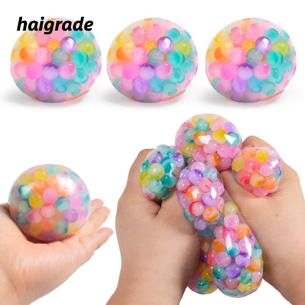 HAIGRADE Squishy Stress Ball, Squishy TPR Rainbow Bead Stress Ball, Soft Pinch Ball เด็กผู้ใหญ่