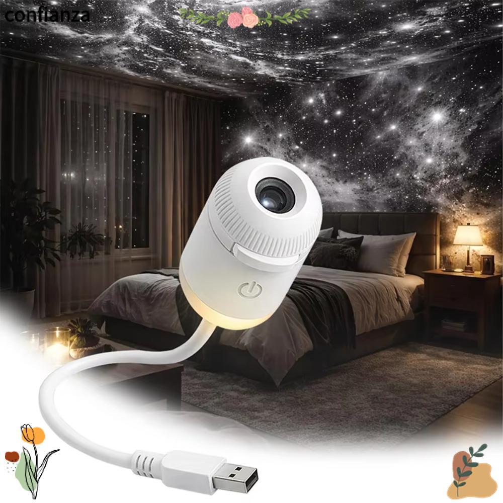 CONFIANZA Galaxy Star Projector, USB Powered 360° Rotation Starry Sky Projector, Touch Control ปรับค