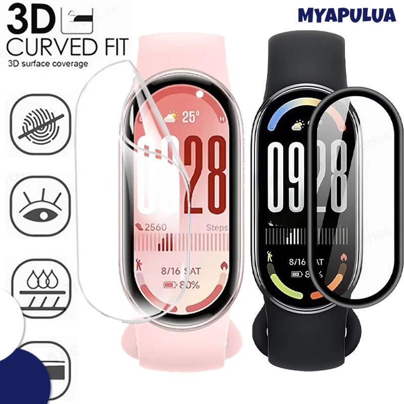แก้วนิรภัย / ฟิล์มไฮโดรเจลอ่อน for Mi Band 10/9/8/7 3D โค้ง TPU อุปกรณ์เสริมป้องกันหน้าจอ for Xiaomi Mi Band 10 9 8 NFC