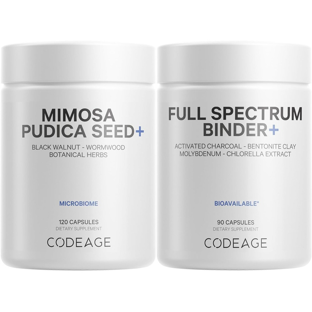 Codeage Gut & Immune Support Mimosa Pudica Seed + Binder Bundle - Herbal Cleanse - Molybdenum - Bent