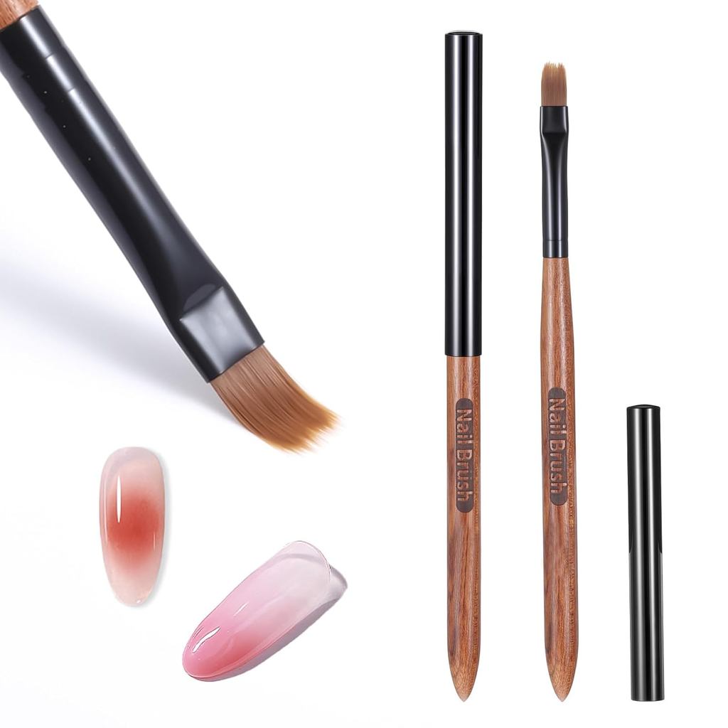 Ombre เล็บแปรง (หนา), 1 ชิ้นเล็บ Ombre แปรงเล็บ Art พร้อมที่จับไม้จันทน์, ไล่ระดับที่แม่นยําและลูกไม