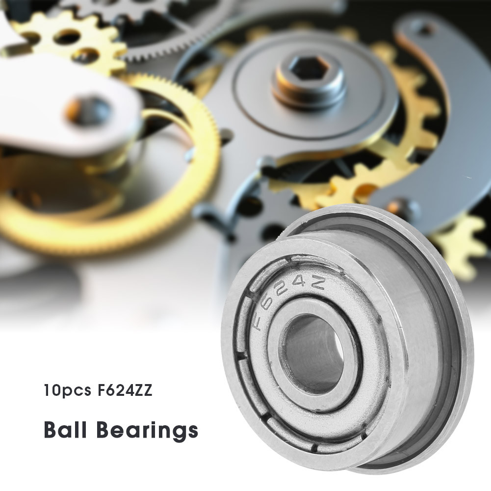 Freemarket 10 ชิ้น F624ZZ แบริ่ง Double - Shielded Miniature Flanged Ball Double Shielded แบริ่ง 4x1