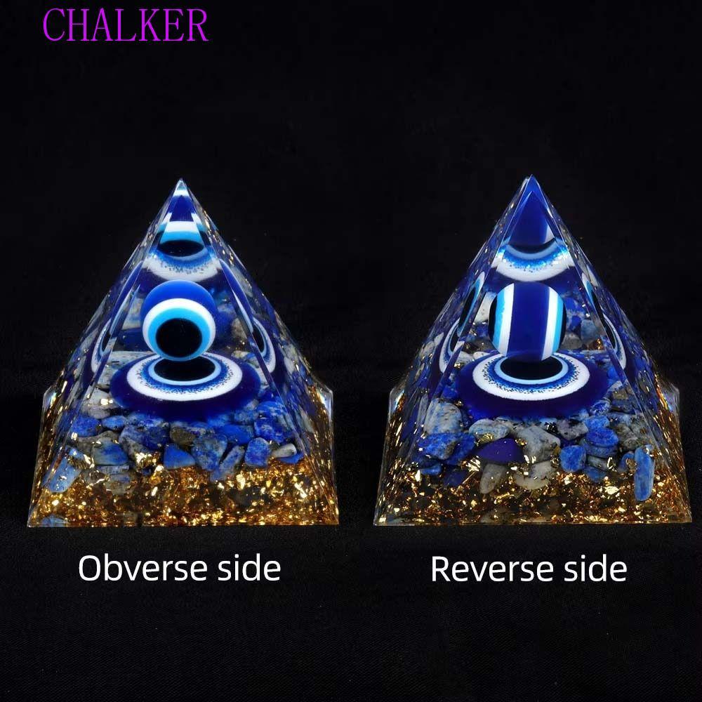 CHALKER ตุ๊กตาพีระมิด, Energy Orgone Fortune Lucky Evil Eye เครื่องประดับ, Art Carfts Drop กาวเรซิ่นคริสตัลหิน Evil Eye Pyramid Home Office