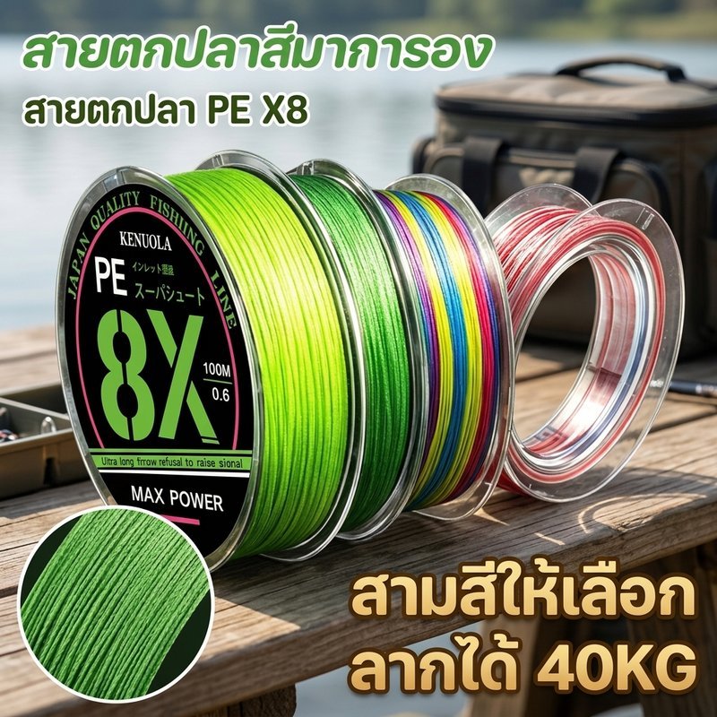สายตกปลา PE X8 ถักแปดเกลียว ยาว 100 เมตร สายถัก ลื่น ตีไกล ทนขูด กันน้ำ น้ำจืด น้ำเค็ม