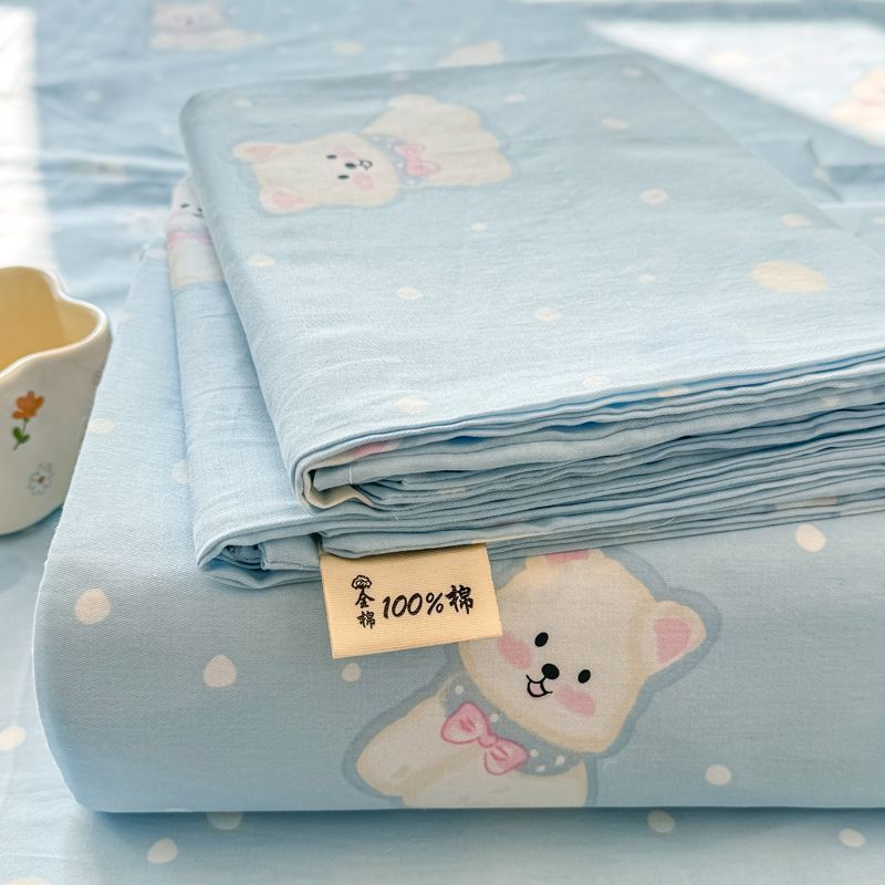 简约小清新全棉纯棉小碎花床笠学生宿舍开' 学床笠三件套全棉100% pure cotton bed sheet, children's bed cover, mattress protection c
