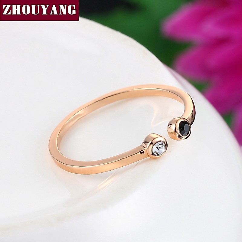 ZHOUYANG خاتم ميني بكريستال ذهبي وردي — صورة 4