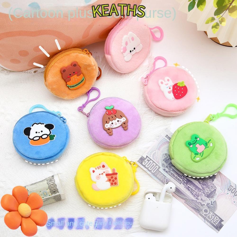 KEATHS Mini Coin Bag, Soft Cartoon Cute Coin Bag, พวงกุญแจตุ๊กตา