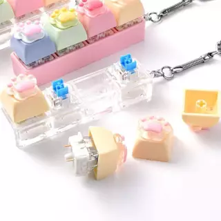[Smw] แมวน่ารัก Paw Sensory ของเล่นพวงกุญแจ Soft Cli ปุ่มสีพาสเทลสําหรับความเครียดบรรเทาสํานักงานนักเรียนทุกวันใช้ [TH]