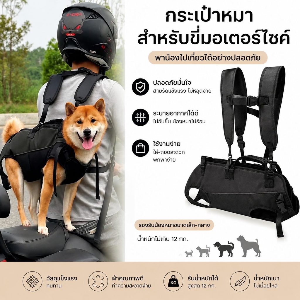 กระเป๋าเป้สะพายสัตว์เลี้ยง 4 ขาโผล่ ผ้า Oxford ระบายอากาศ สำหรับสุนัขแมว เดินทาง มอเตอร์ไซค์