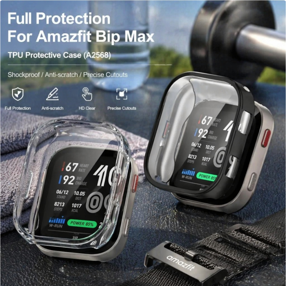 สําหรับ Amazfit Bip Max กรณีนาฬิกา TPU ป้องกันหน้าจอพร้อมป้องกันหน้าจอทนทานนาฬิกากรอบ Shell