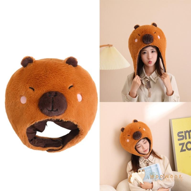 WOW Plush Capybara Head Cover Furry Hat Headgear Masquerade Cosplay Supplies