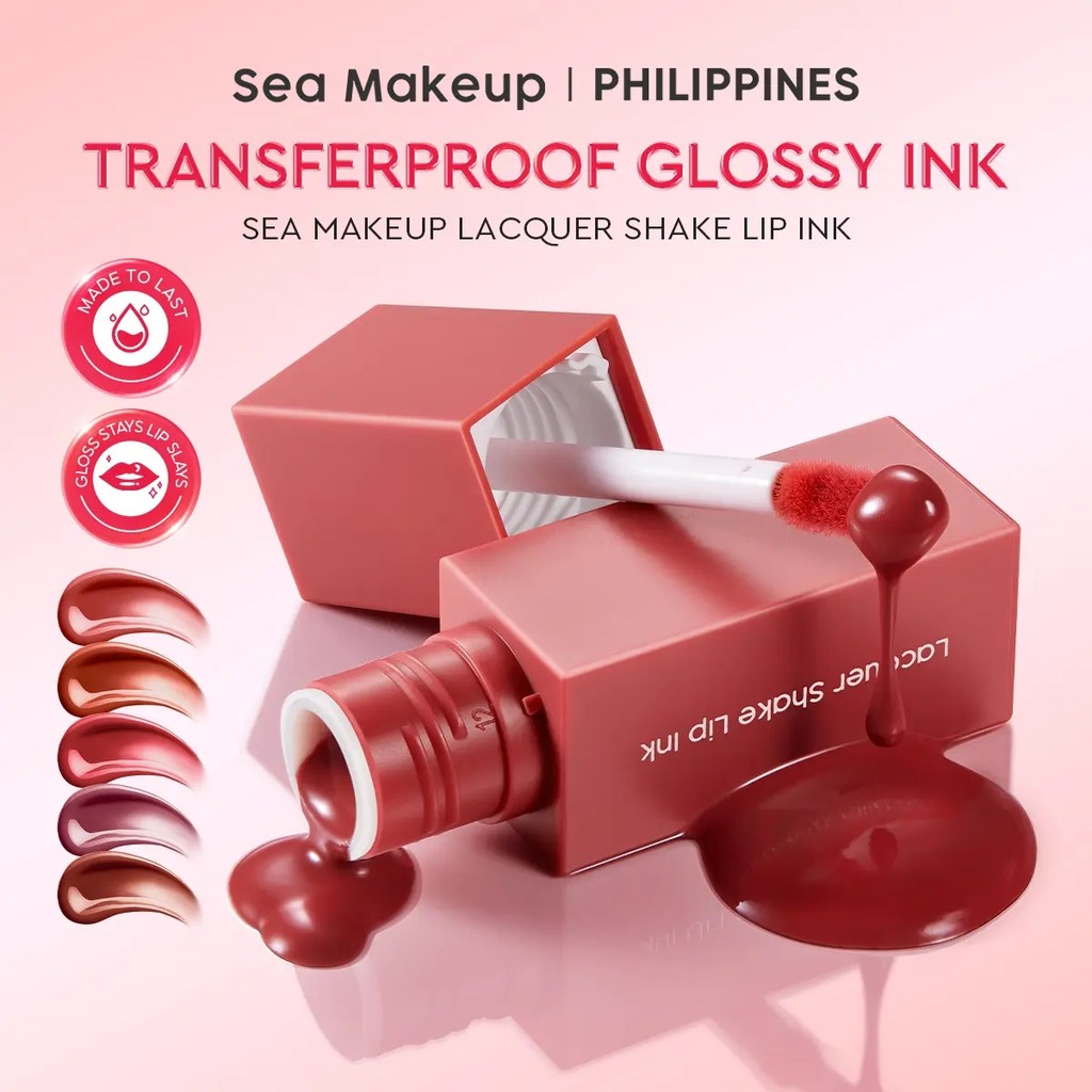 Sea Makeup Lacquer Shake Lip Ink Glossy Finish กันน้ํา Transferproof ติดทนนาน Budge Proof Ombre Lip 