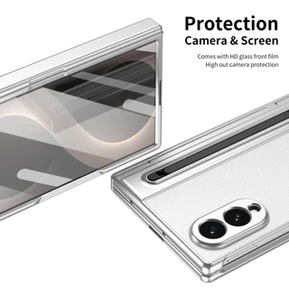 SAMSUNG ส่งสไตลัสพร้อมปลอกหนังฟิล์มสําหรับSamsung Z FOLD 8 Ultra fold7/6 fold5/4/3 เคสโทรศัพท์พร้อมStylus Shellเมมเบรนบานพับหน้าจอพับแพ็คเกจเต็มป้องกันการล่มสลาย