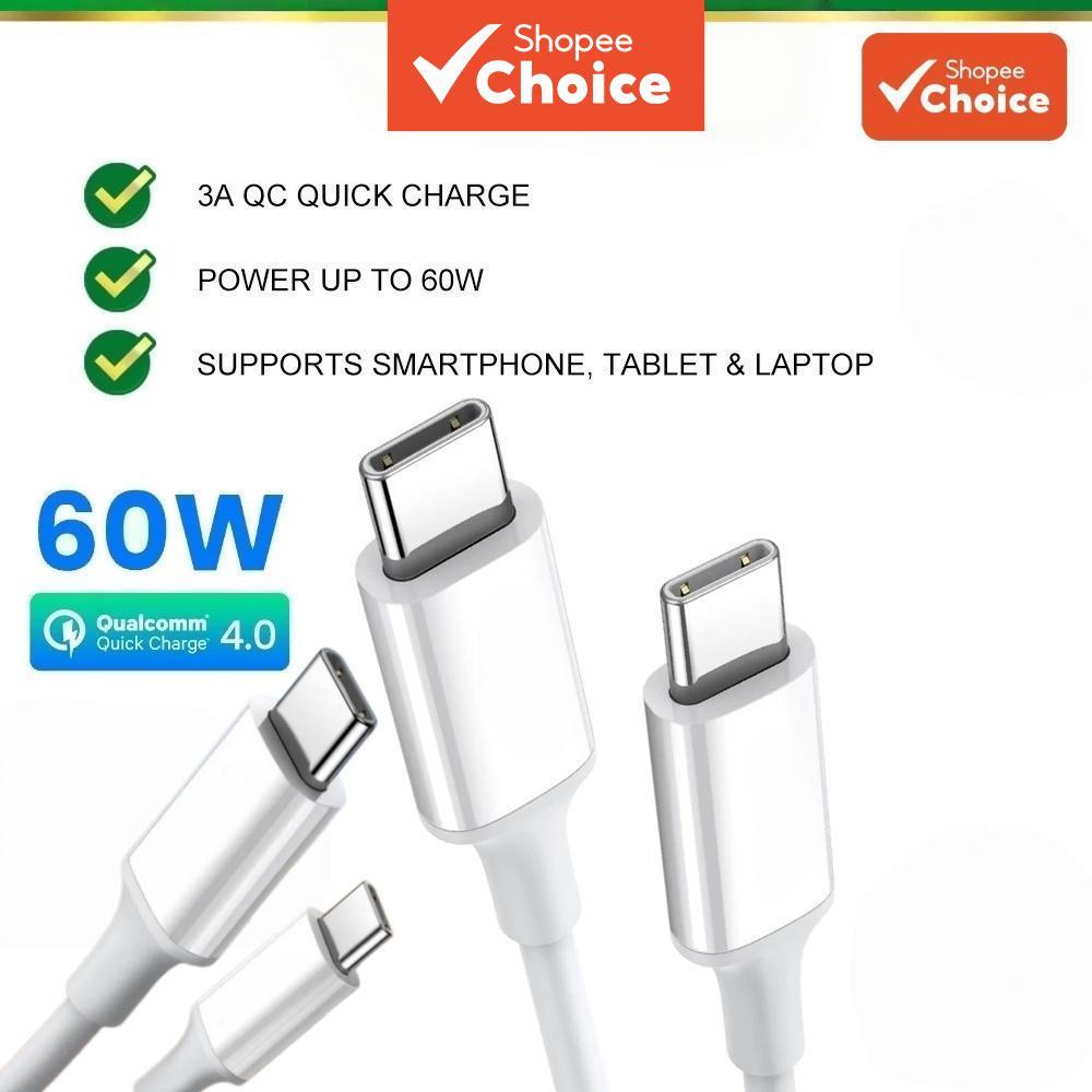 สาย USB-C ถึง Type C PD 60W 3A QC 3.0 ชาร์จเร็วสําหรับ iPad สําหรับ iPhone 16 15 Samsung
