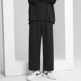 MEFEEE กางเกงวอร์มขากว้างทรงหลวม Unisex กางเกงกีฬาอเนกประสงค์สีดําสีเทา