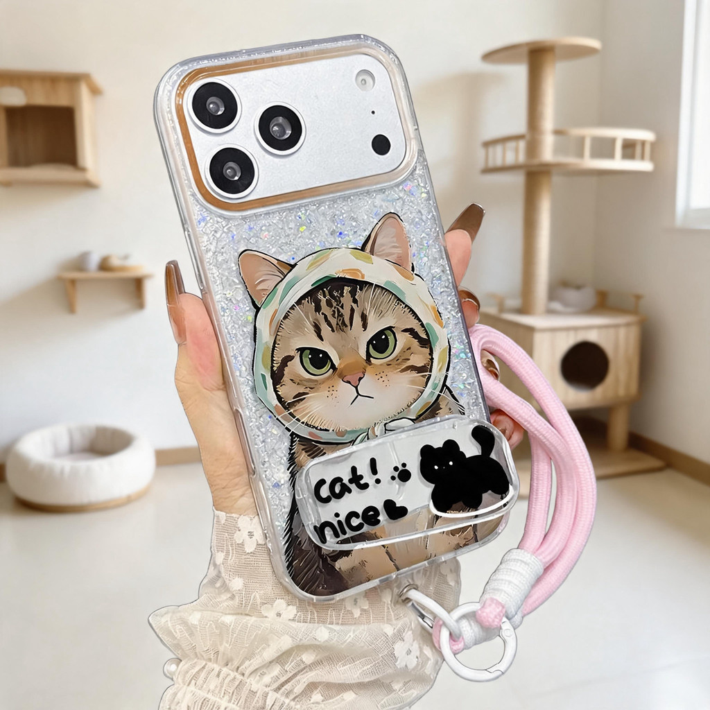 เคสไอโฟน iphone 17 pro max เคสไอโฟน 13 11pro 15 ลายแมวลายเสือผ้าพันหัวกลิตเตอร์ใส พร้อมส่งLRIMDSF57
