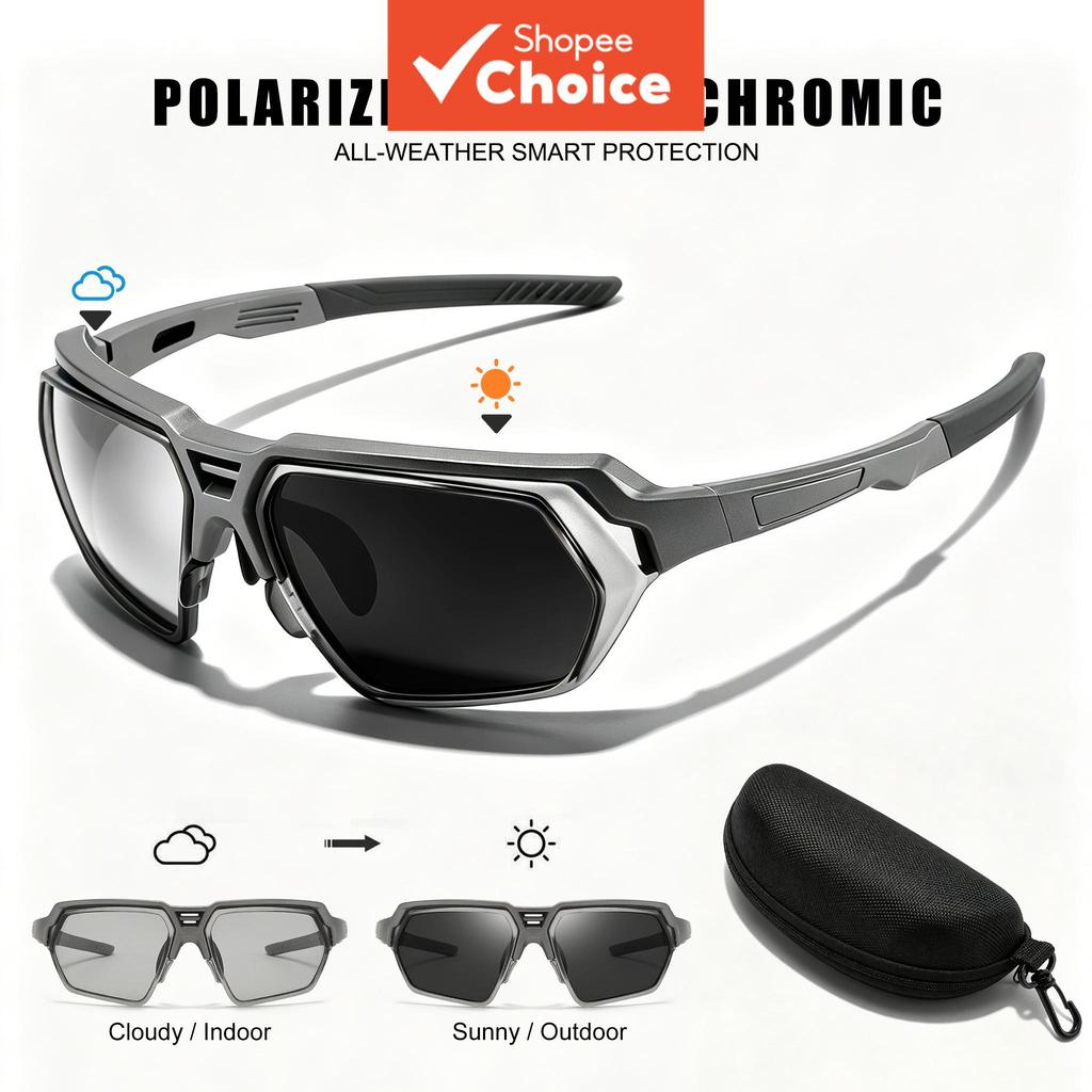 แว่นกันแดดโพลาไรซ์โฟโตโครมิก Uv400 Unisex วัดซิลิโคนป้องกันแสงสะท้อนสําหรับการขับรถตกปลาขี่จักรยานวิ่ง