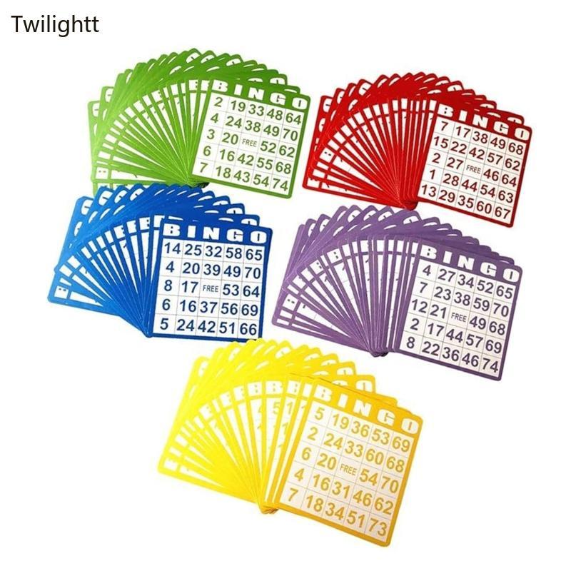 WILI 100 ชิ้นเกมครอบครัว Night Essential Bright Bingo Card Compacts Storage