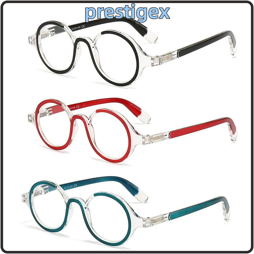 PRESTIGEX แว่นตา Presbyopic, Vision Care ฤดูใบไม้ผลิขาแว่นตาอ่านหนังสือ,แฟชั่นรอบกรอบ Ultra Light เรซิ่นสายตายาว Anti-Blue Light แว่นตาผู้หญิงผู้ชาย