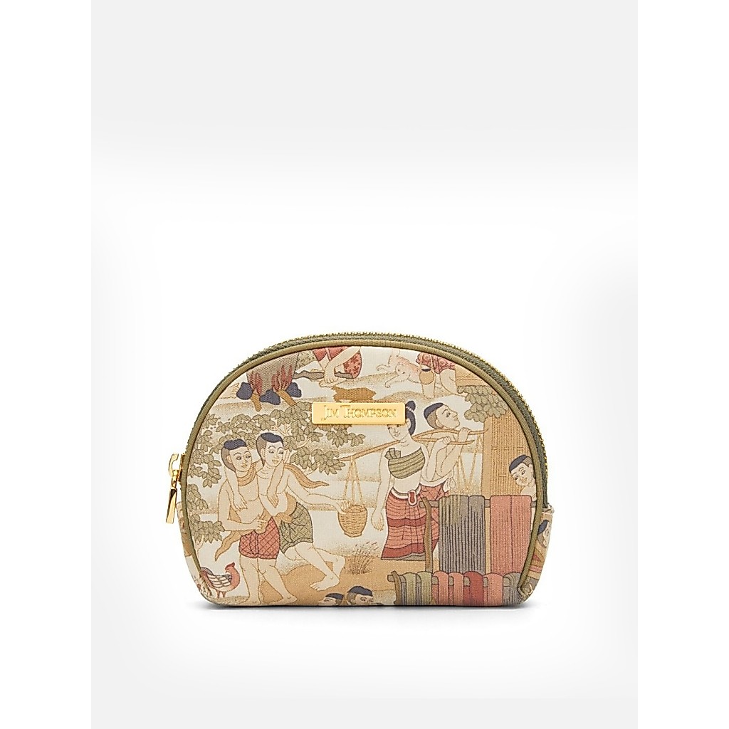Thai Scenery Coin Card Purse - Khaki