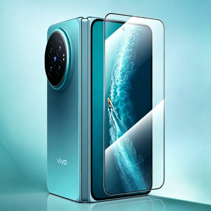 HD กระจกนิรภัยใสสําหรับ Vivo X Fold6 xfold6 ตัวป้องกันหน้าจอแบบพับได้สําหรับ vivo Xfold 6 ขอบดําคลุม