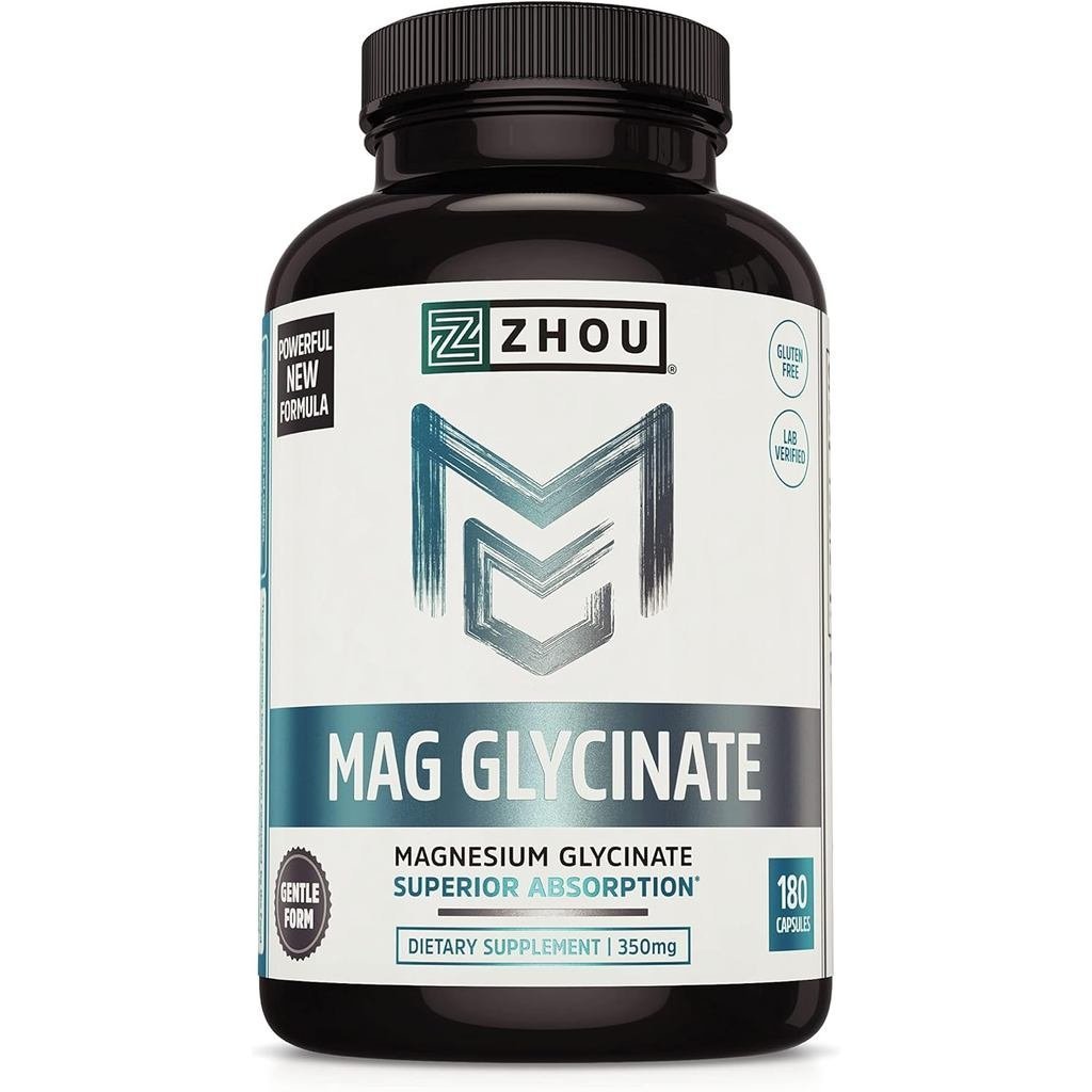 Zhou Magnesium Glycinate Mag Glycinate สําหรับผู้ชายและผู้หญิงหัวใจสุขภาพพอร์ตกล้ามเนื้อผ่อนคลาย & V