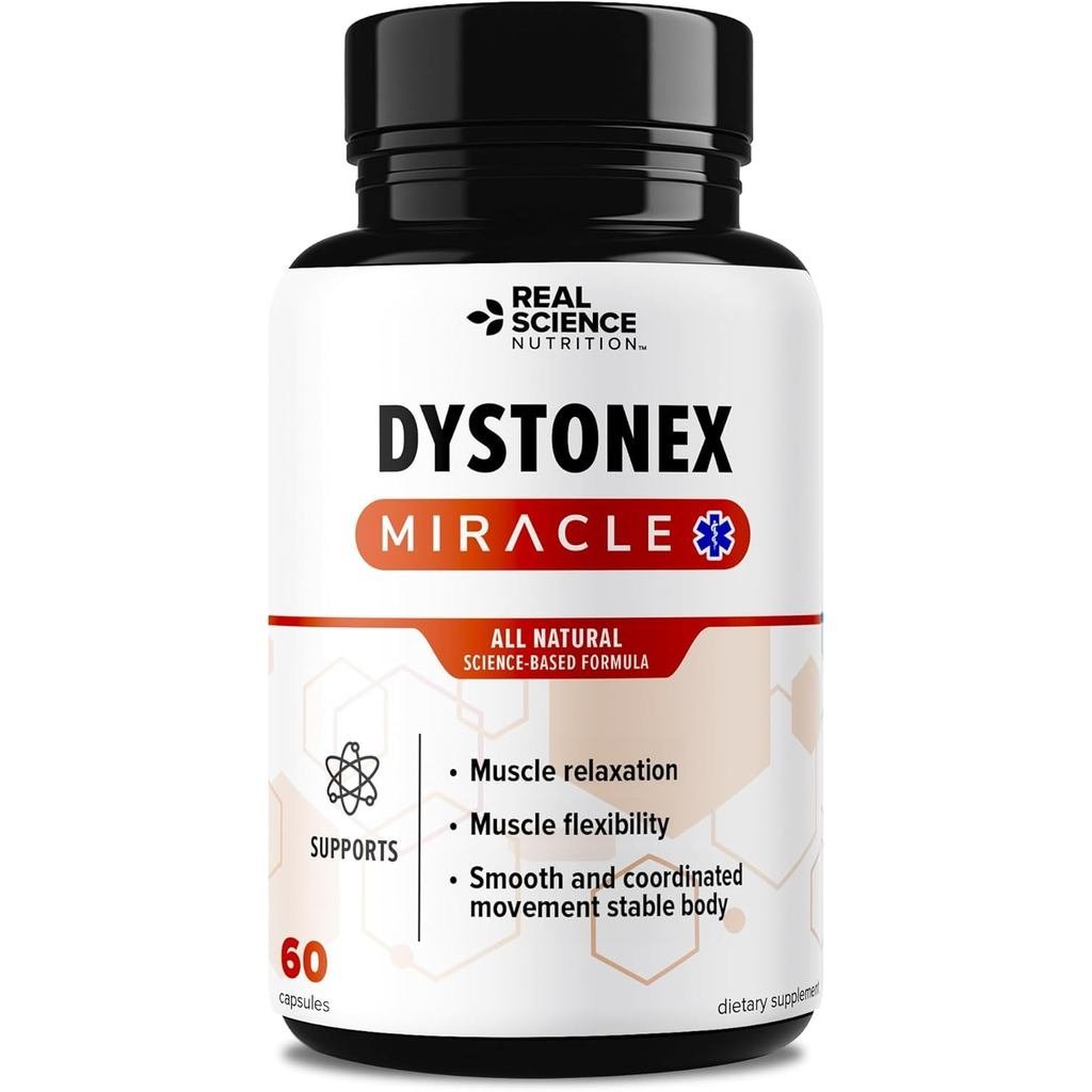 Real Science Dystonex - อาหารเสริมสนับสนุน Dystonia สําหรับ Tremors, การหดตัวของกล้ามเนื้อ & Spasms 