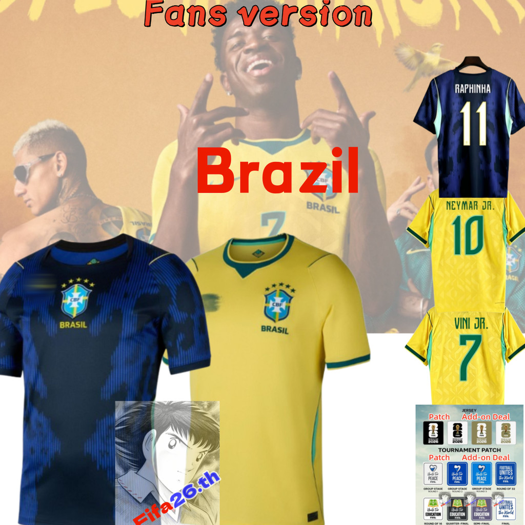 Fans Style Brazil World Cup Football Kit Soccer Jersey ชุดแข่งฟุตบอลโลกทีมชาติบราซิลรุ่นแฟน