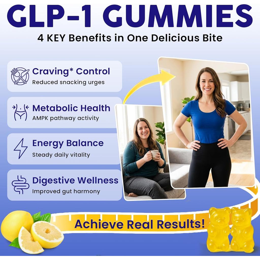 GLP-1, GLP-1 อาหารเสริมสําหรับผู้หญิงและผู้ชาย, GLP 1 Gummies พร้อม Berberine, Akermansia Probiotic,