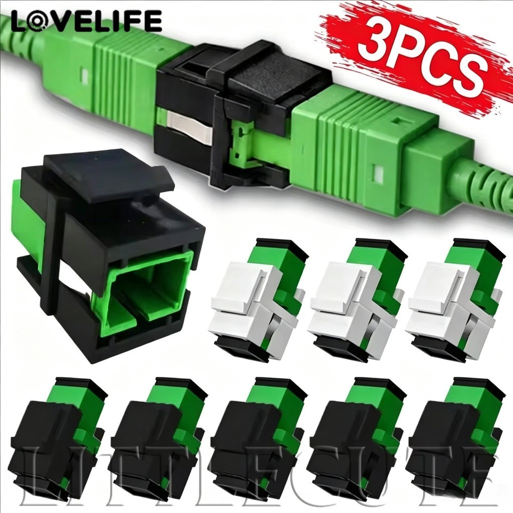 [AUTO & 3C] 1/2/3PCS - SC-SC APC Fiber Optic Connector ใส่ Keystone อะแดปเตอร์ Single-Mode Coupler แจ็คสล็อตสําหรับปลั๊กเครือข่าย SC Fiber Optic Coupler /ราคาดี