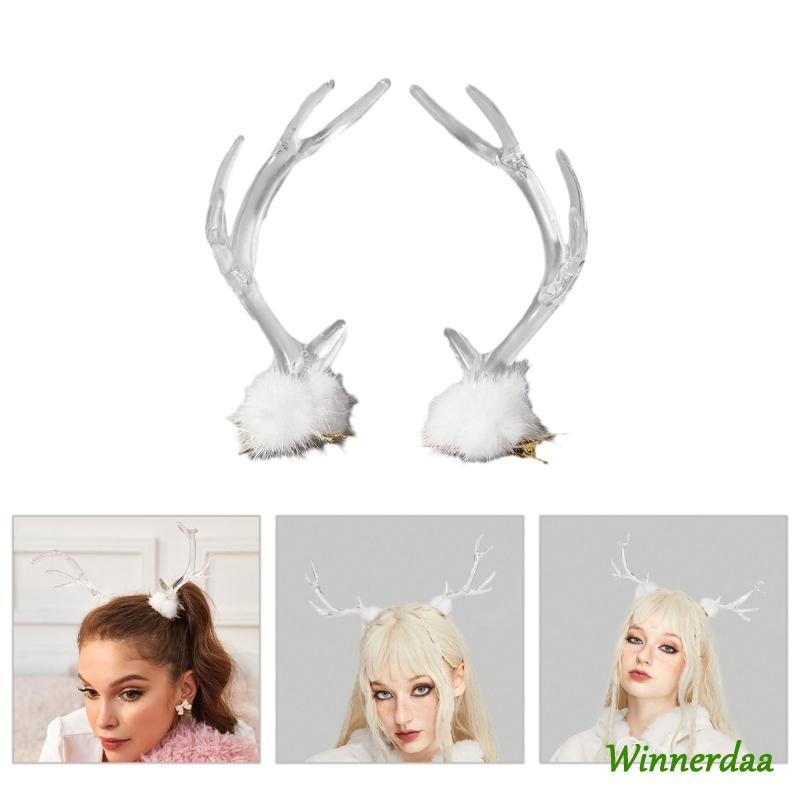 WIN Y2k 90s Aesthetic Christmas Antler Hairpin สําหรับผู้หญิงกิ๊บติดผมหางม้าน่ารัก