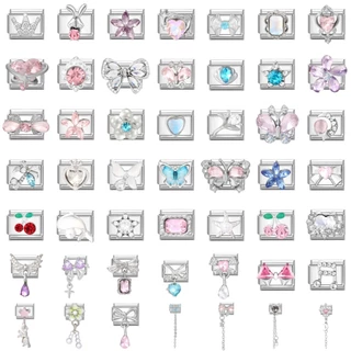 💎แพทช์เงินอิตาลีลิงค์พอดี9มิลลิเมตรสร้อยข้อมือทํา ทําเอง รักผีเสื้อดอกไม้เสน่ห์สร้อยข้อมือลิงค์อุปกรณ์ย้อนยุคโมดูลสร้อยข้อ