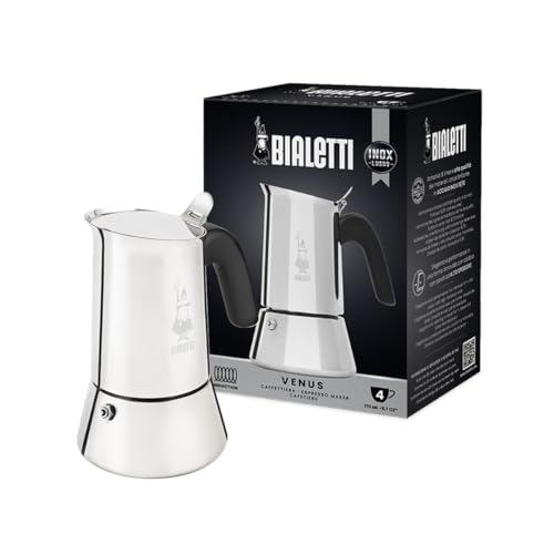 【Direct From Japan】Bialetti Venus 4 Cup Stainless Steel Moka Pot IH Compatible Silver 0007254