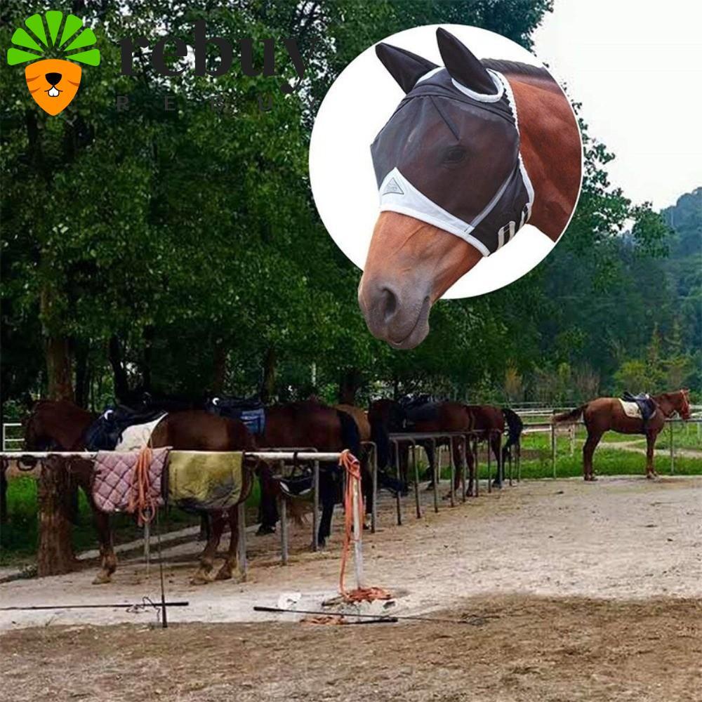 REBUY Horse Face Cover, Breathable Adjustable Horse Fly Mask, Fly Protection Quick-Dry Mesh Professi