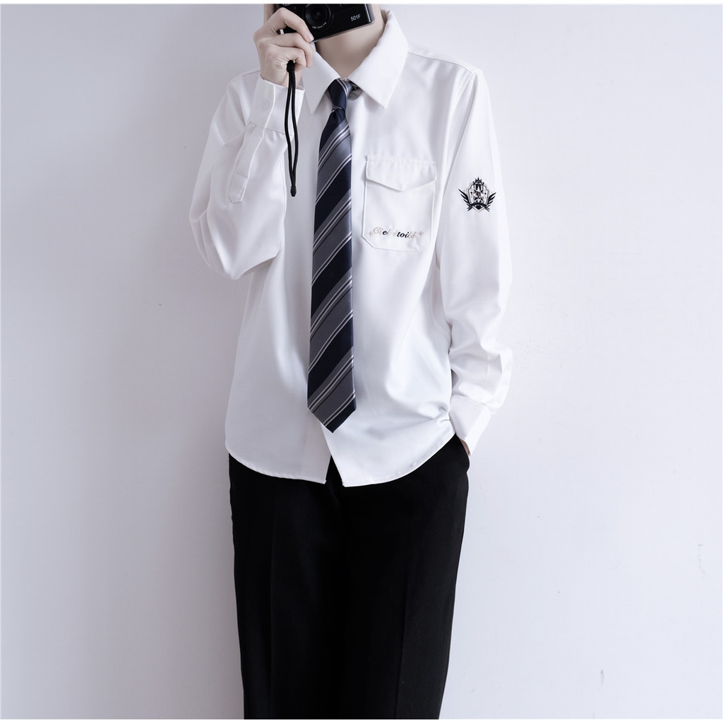 [Thorns] Original JK/DK Uniform ของแท้จากญี่ปุ่นสีดําสีขาวเสื้อแขนยาวเสื้อผู้ชายผู้หญิงฤดูใบไม้ร่วงฤ