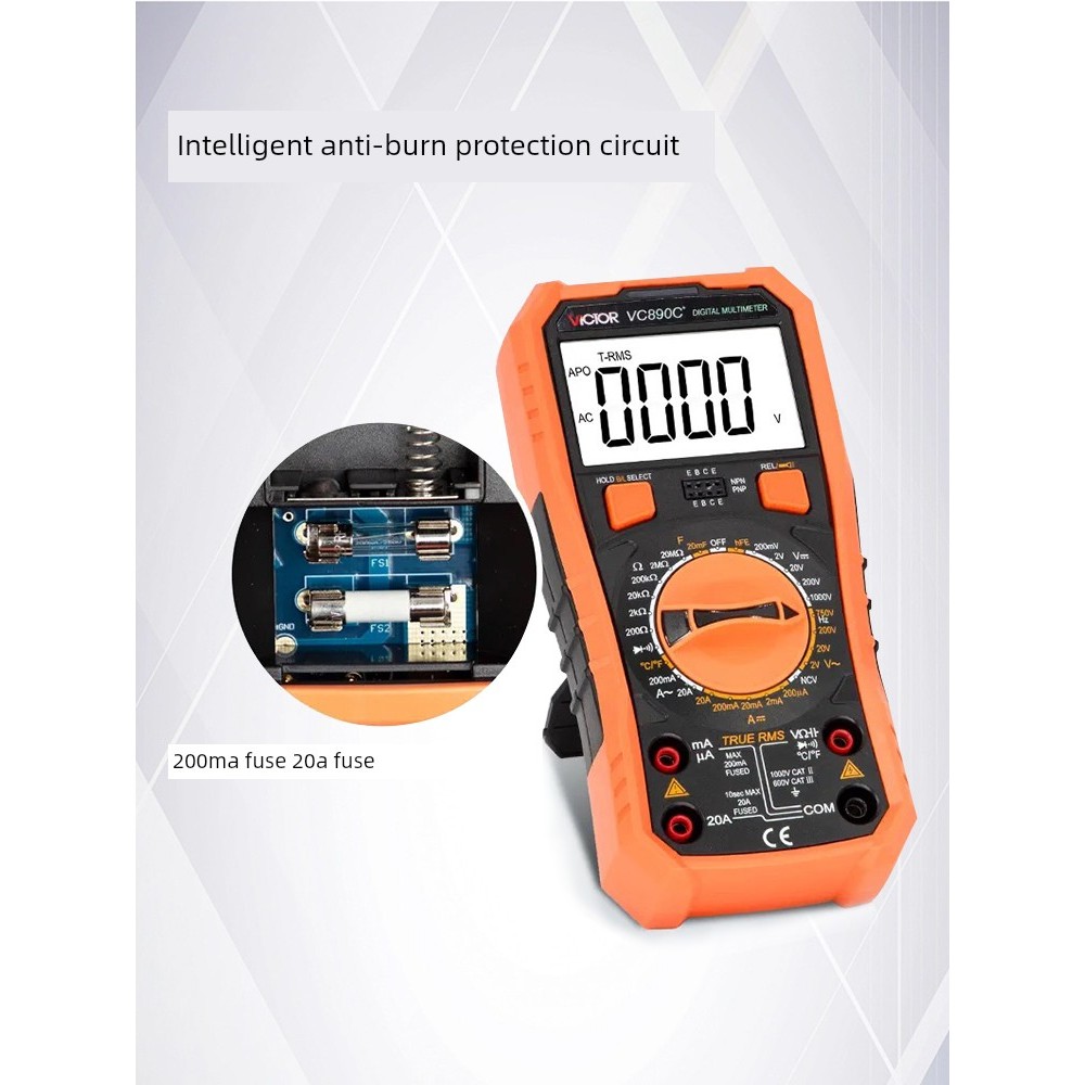 Victory VC890D/VC890C + มัลติมิเตอร์แบบดิจิตอลในครัวเรือนจอแสดงผลดิจิตอลช่างไฟฟ้า Multi-Function มัล