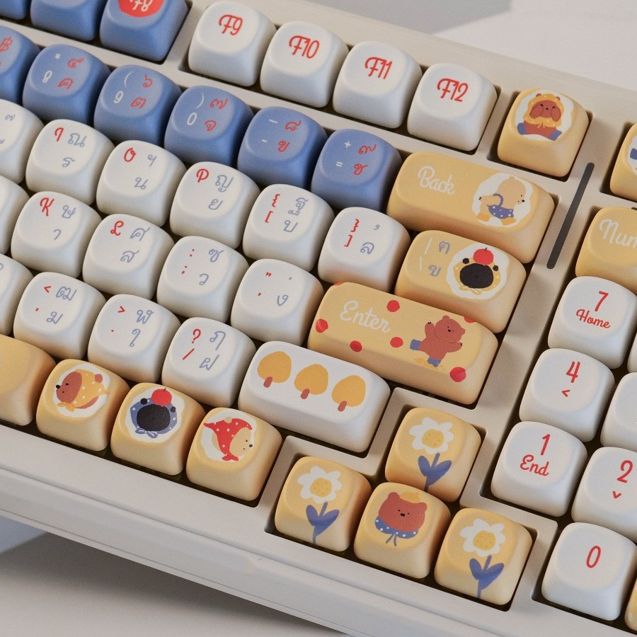 หมีน้อย keycaps ภาษาไทย Thai MOA Profile ชุดปุ่มกด PBT Dye Sub น่ารัก