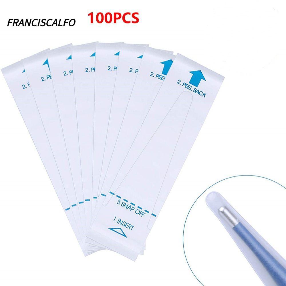 FRANCISCCALFO 100PCS Digital Probe Covers, Thin Hygienic Temperature Probe Cover, คุณภาพสูงปลอดภัยสะ