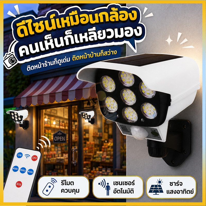 ไฟ Solar Guard ไฟผนังโซล่าเซลล์ พร้อมเซ็นเซอร์ตรวจจับ พร้อมรีโมทคอนโทลไร้สาย ไฟสว่างจ้า กันน้ำ ทนแดด