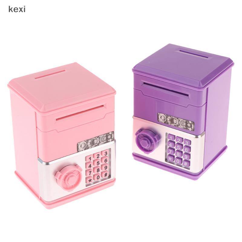 <kexiuaaa> เด็กเงินธนาคารรหัสผ่านกระปุกออมสินมินิ ATM เหรียญเงินสดกล่องเงินสําหรับเด็กวันเกิดของเล่นใหม่